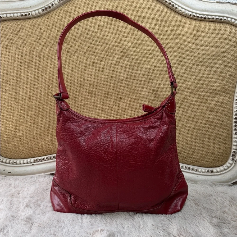 The Sam | Leather Shoulder Bag in Deep Red